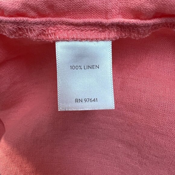 J Jill Love Linen Tunic Top LP Petite Large Coral Lagenlook Button Up Shirt - Picture 9 of 12